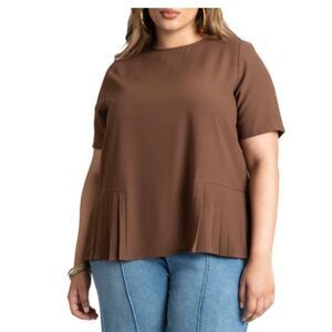 Eloquii Pleated Hem Top Size 20 in Potting Soil*